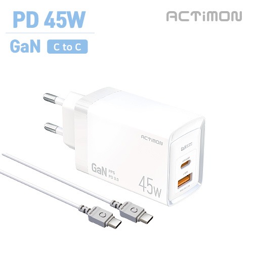 가정용 GaN 지원 PD 45W 초고속 충전기 (C+USB) (C to C)MON-PD45W-HC7-CP