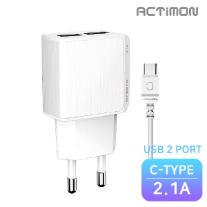 가정용 USB2구 충전기 2.1A (C PIN)MON-TC2-212-CP