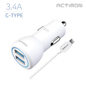 차량용 충전기 USB 2구 3.4A(C-TYPE)MON-CC1-342-CP